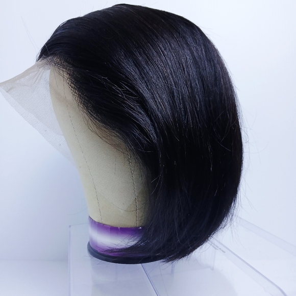 10 Inch Human Hair Pre-plucked Lace Front Wig 13x4 HD Lace Natural Black Bob New - Picture 5 of 11